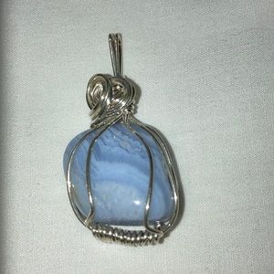 Light Blue Quartz and Sterling Silver Pendant